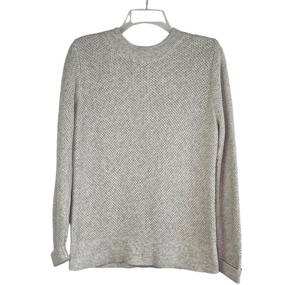 Loft Grey Long Sleeve Cotton Button Crew Neck Knit Sweater Women's Sz L - Picture 8 of 9